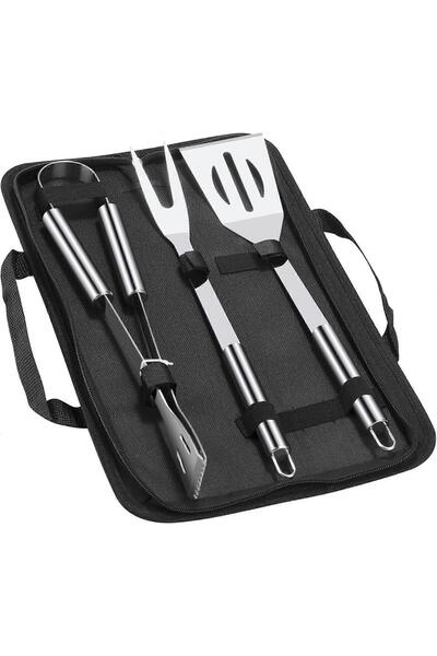 Altınkayaticaret ÇANTALI 3 PARÇA BARBEKÜ IZGARA MANGAL AKSESUAR SETİ ÇATAL,MA...
