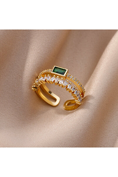 Choice3 resizable JZ2937G-2 Colorful Cubic Zircon Ring for Women Stainless St...