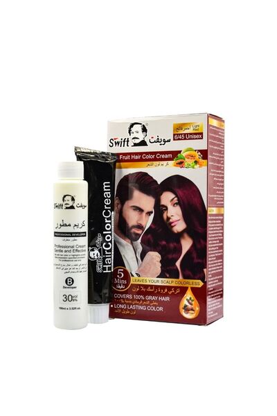 SWİFT Hair Coloring Cream Light Red 6/45 - 100% Gray Coverage
