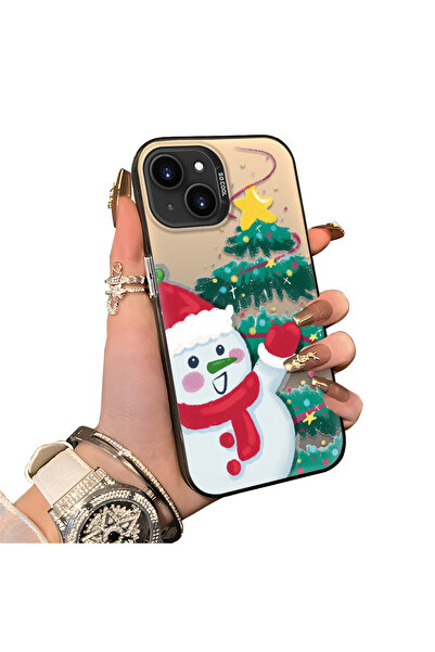 ucuc حافظة سيليكون مضادة للسقوط بنمط ندفة الثلج لعيد الميلاد متوافقة مع آيفون 15