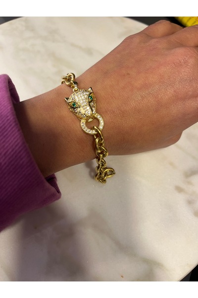 gozdeasutayaccessory Tiger Detail Steel Bracelet