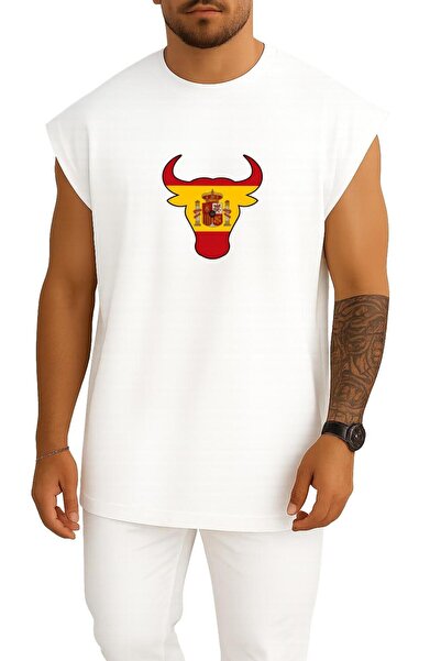 Bahriyeli Collection Oversized Spain Bull Head Chest B Printed Undershirt