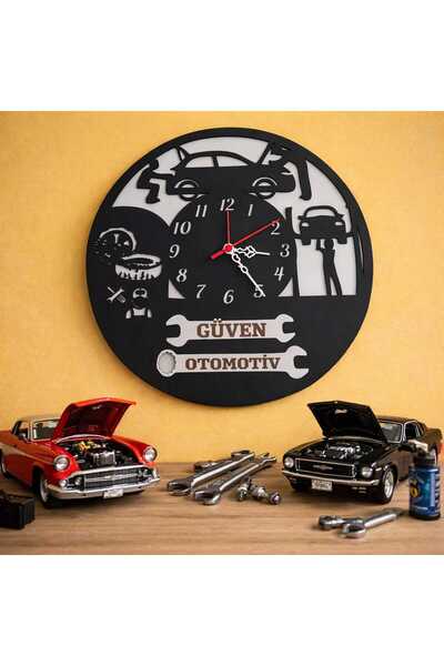 mrchediyesepeti 40 cm Mdf Wall Clock, Decorative Design, Silent Mechanism, Stylish Office & Auto Repair No: Mrc04