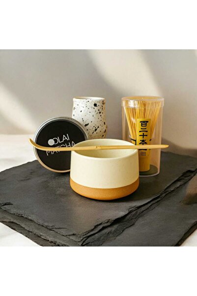 MatchaSan Blendon Iced Matcha Set – Seramik Kase, Bambu Chasen & Ölçü Kaşığı,...