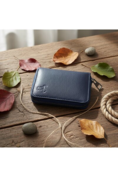 PASSTELL 100% Genuine Leather Unisex Credit Card Holder with Metal Zipper