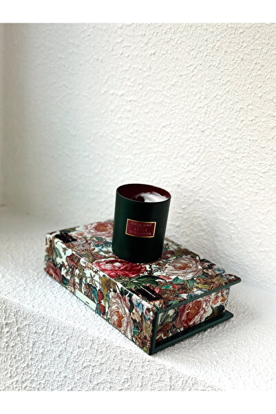 DEKORMED صندوق كتب/صندوق تخزين خشبي مصنوع يدويًا بنمط زهور عتيق