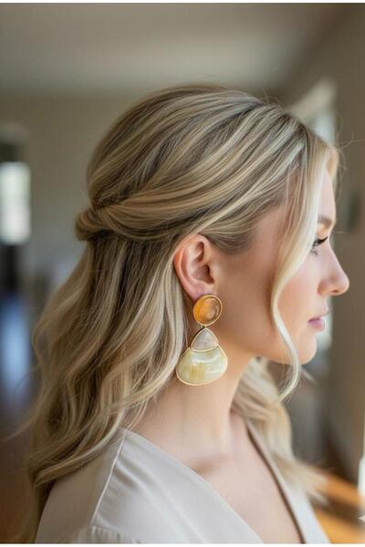 vina's atelier Vintage Doğal Taş Küpe