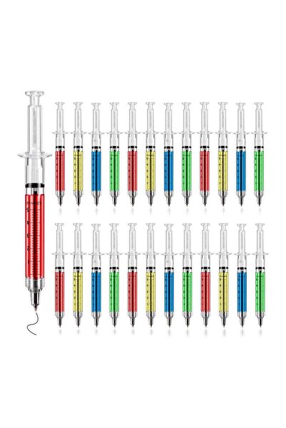 Generic Multi-Color Syringe Novelty Ballpoint Pens (24 pcs) Writes in Black Ink