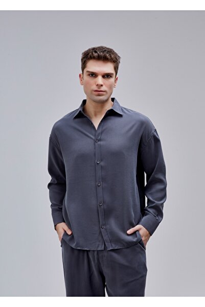 Boris Becker Antrasit Renk Oversize Gömlek