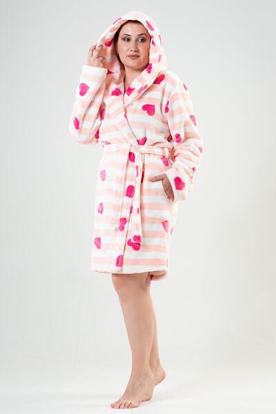 VİENETTA رداء نسائي كبير الحجم من قماش ويلسوفت الناعم بغطاء رأس لون فوشيا C9T1N1202