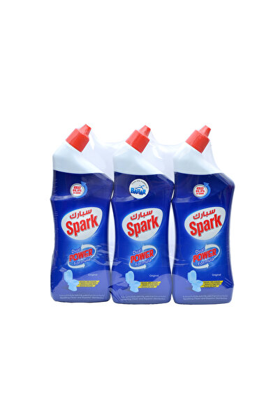 Spark منظف مراحيض قوي لإزالة البقع، حماية من الجراثيم، رائحة منعشة، أزرق (عبوة من 3 × 750 مل)