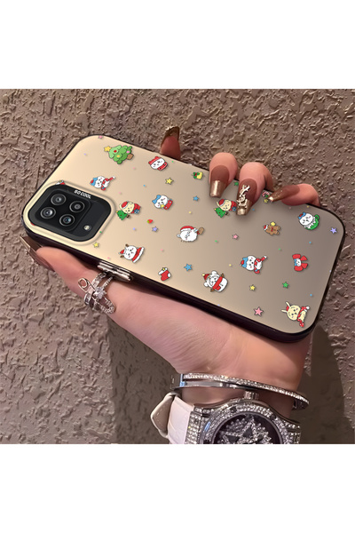 ucuc Samsung Galaxy A12/M12 Uyumlu Noel Baba Desenli Silikon Anti Düşme Kılıfı