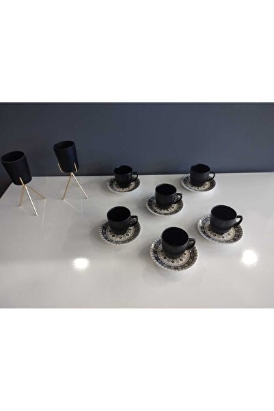 artıbir bodrum Coffee Cup Set Ceramic 12 Pieces for 6 People