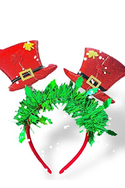 shop Yılbaşı Konseptli Işıklı Üç Modlu Şapka Şeklinde Kırmızı ve Yeşil Parlak...