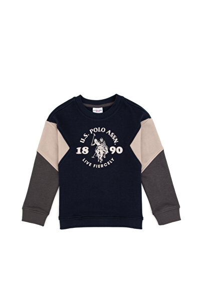 U.S. Polo Assn. Erkek Çocuk Açık Lacivert Bisiklet Yaka Sweatshirt 50316626-V...