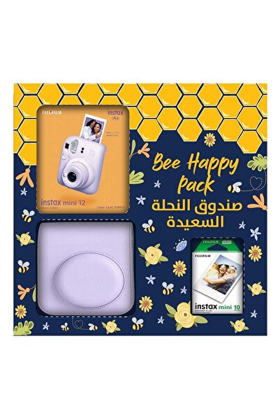 Fujifilm كاميرا إنستاكس ميني 12 عبوة بي هابي (أرجواني فاتح)