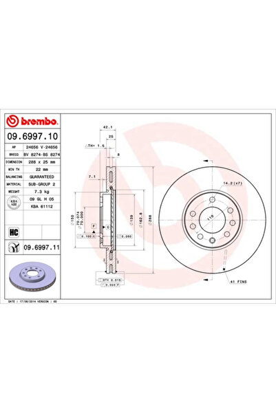 Brembo Disc Frana Opel Calibra A/Vectra B Saab 9-5/900 2