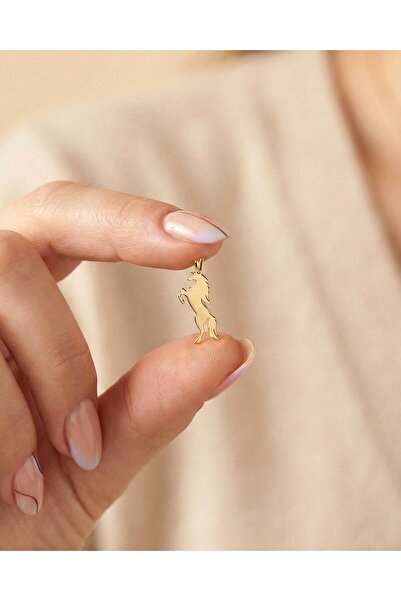 İNDİGO TAKI Sade At Figürü 14 Ayar Altın Kolye Ucu