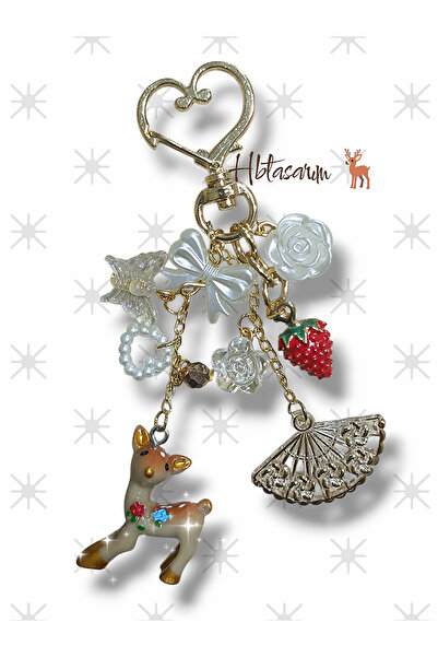 hbtasarim deer keychain🦌🎄charm anahtarlık telefon askısı