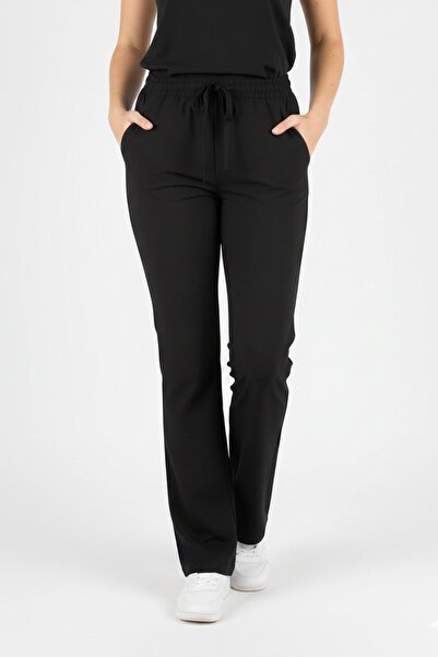 Nur Medikal Giyim Women’s Black Stretch Fabric Flared Doctor Nurse Scrubs Pants