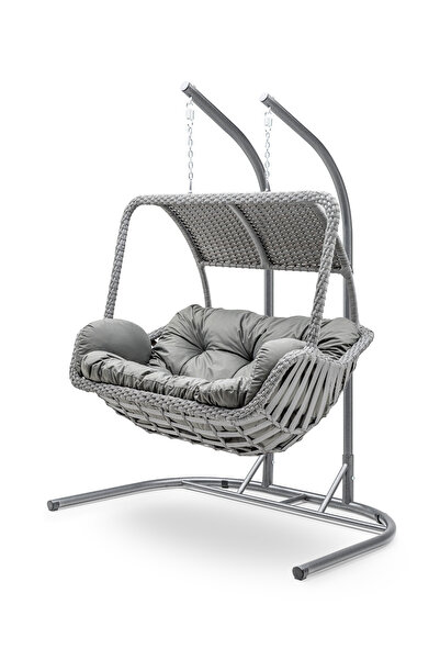 Gardemo Urla Çiftli Rattan Salıncak Dış Mekan Bahçe Balkon Ve Teras Salıncağı