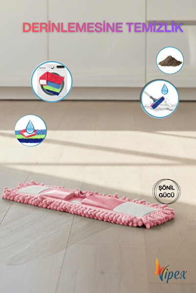 VİPEX 40 Cm Islak-Kuru Mikrofiber Şönil Püsküllü Yedek Mop ve Aparatı