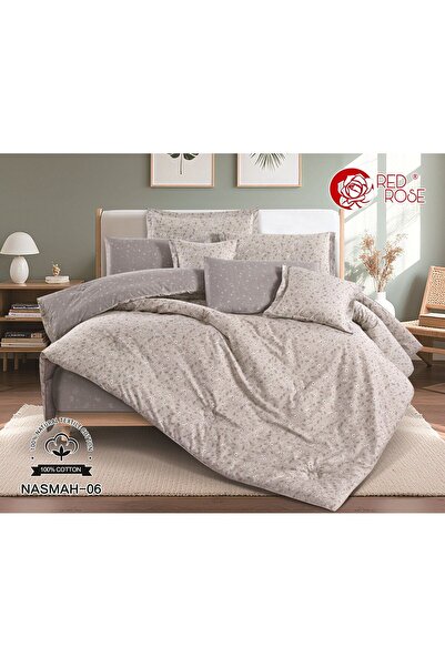 Red Rose مفرش الصيف الفاخر لوناء قطن 100×100نفرين 8 قطع