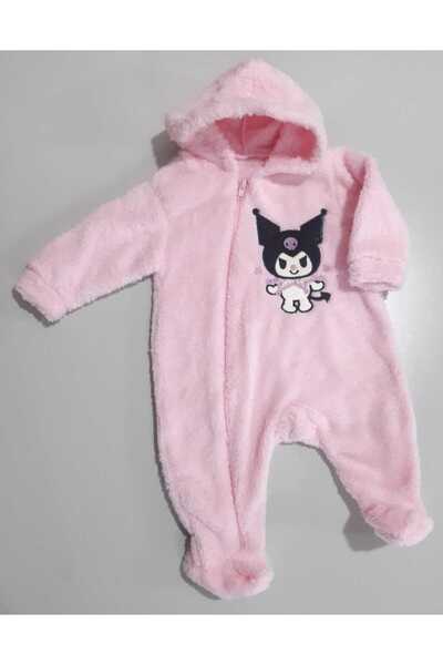 Sönmez Baby NAKIŞLI KAPÜŞONLU FERMUARLI KIŞLIK WELSOFT KIZ BEBE TULUM