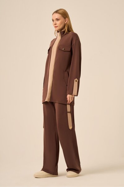 FTZ WOMEN Women's Two Piece Set Brown Beige 31288