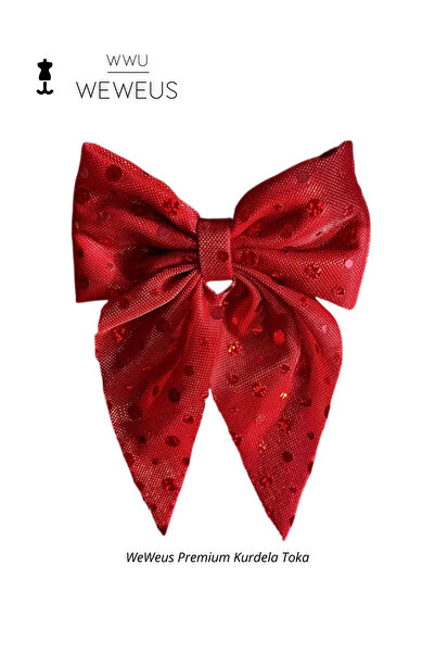 Weweus مشبك فيونكة بشريط ترتر أحمر للعام الجديد