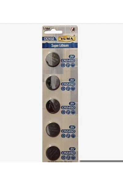 Yuma CR2450 Süper Lityum 3V Araç Kumanda Pil (5 adet)
