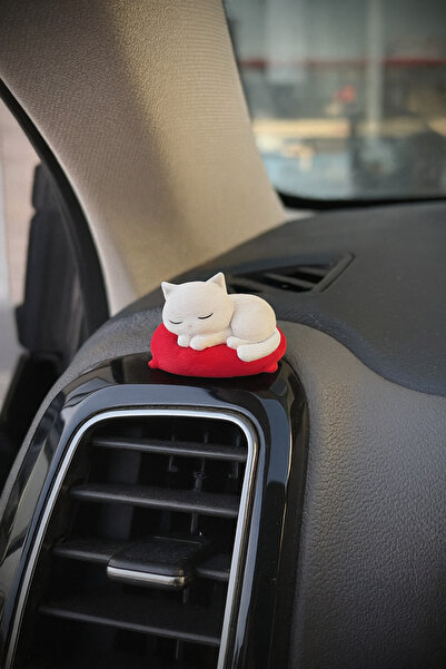 SHHOBİ زينة توربيدو السيارة على شكل قطة صغيرة لطيفة مستلقية على الوسادة - زينة سيارة على شكل قطة نائمة على الوسادة