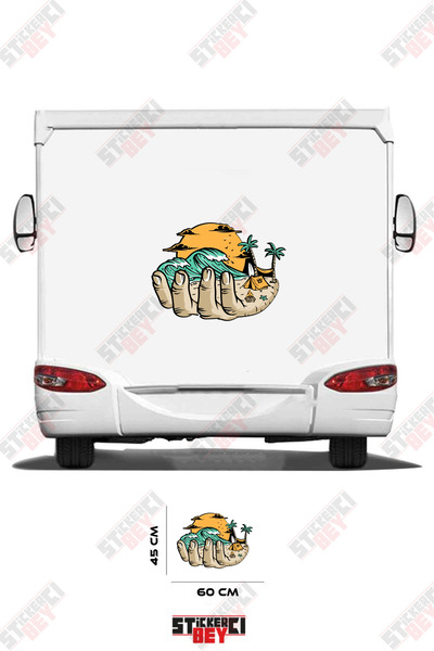 STİCKERCI BEY Wave Coastal Theme Caravan Sticker Decoration for the Interior