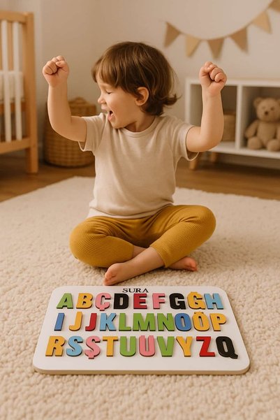 mrchediyesepeti Child Development Alphabet Jigsaw Puzzle Game Quality 6 mm Mdf