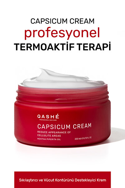 QASHE Cosmetic Capsicum Cream Termo-Aktif Sıkılaştırıcı ve Vücut Kontürünü De...
