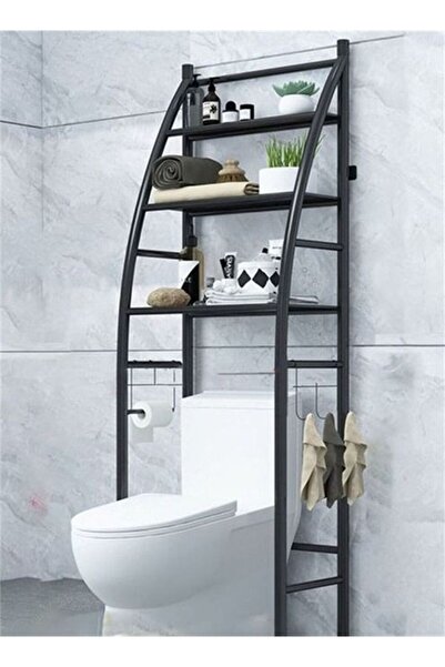 BLOOMING TIME Toilet Cabinet Shelf Organizer Holder, Black
