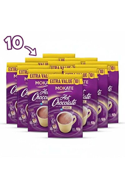 mokate Hot Chocolate Instant Drink Milky Magnesium, 10 sachets x 10 packs
