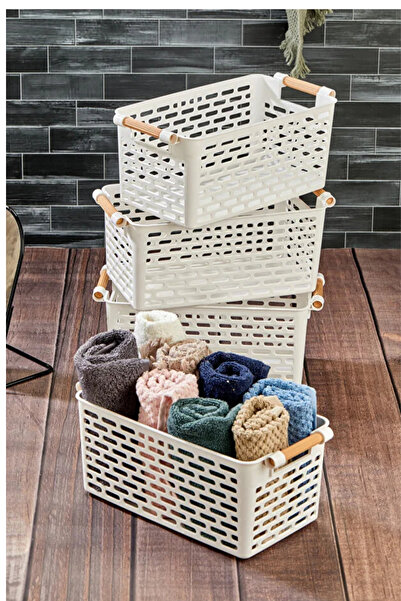 ego home 4 bucăți organizator multifuncțional din plastic cu mâner, coș pentru dulap și organizator pentru sertare, alb