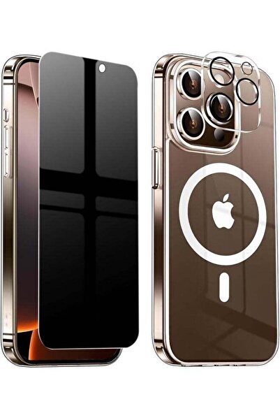 SJet جراب حماية للخصوصية لهاتف آيفون 16 برو - جراب مغناطيسي شفاف مع واقي للشا...