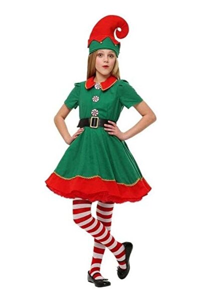 Generic Brain Giggles Kids Elf Costume with Hat, Socks & Belt - Christmas Dress (7-10 yrs, 150 cm)