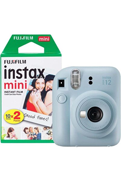 Fujifilm كاميرا إنستاكس ميني 12 للأفلام الفورية مع عبوة من 20 فيلمًا - أزرق فاتح
