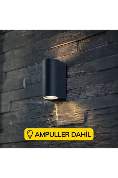 Genel Markalar Çift Yönlü Dekoratif Antrasit Aplik - Günışığı Ampuller Dahil