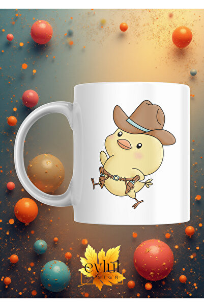 Eylül Design Cute Cowboy Chick Special Design Printed Mug Cup Gift Tea-Coffee...