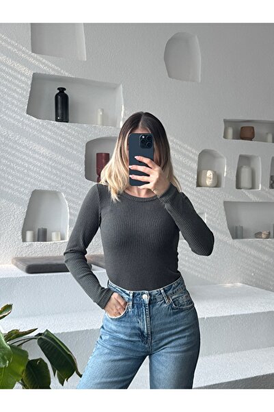 Moda Hour κοτλέ Μπλούζα με μακρύ μανίκι με λαιμόκοψη