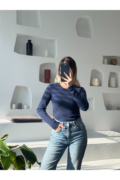 Moda Hour κοτλέ Μπλούζα με μακρύ μανίκι με λαιμόκοψη