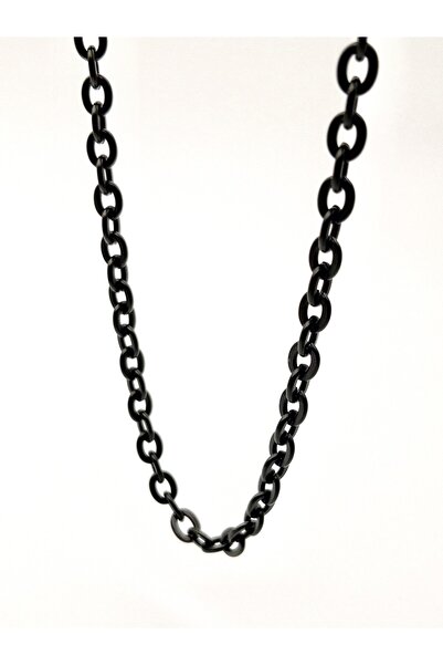 Siya Silver 316L Stainless Steel Ring Linked Black Men's Chain Necklace - 55C...