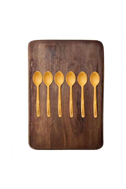 Hakiki Store Handmade Boxwood 6-Piece Tea Spoon Set 12 cm