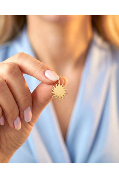 İNDİGO TAKI Sade Güneş 14 Ayar Altın Kolye Ucu
