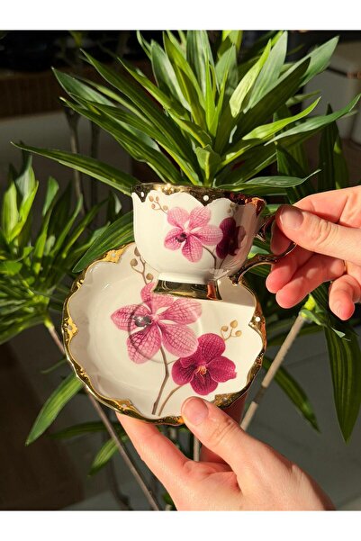 Onedekor 6-Person Porcelain Saura Coffee Cup Set - 90 ml