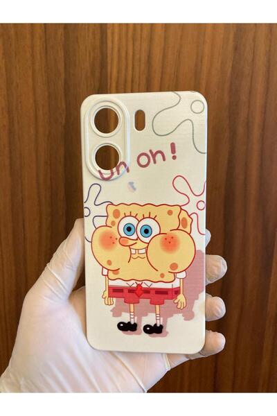 Newon غطاء هاتف REDMI 13C مطبوع عليه سبونج بوب، مصنوع من السيليكون المخملي من...